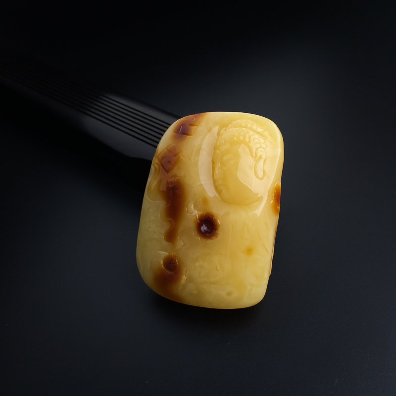 波罗的海满蜜鸡油黄蜜蜡大佛吊坠-红掌柜