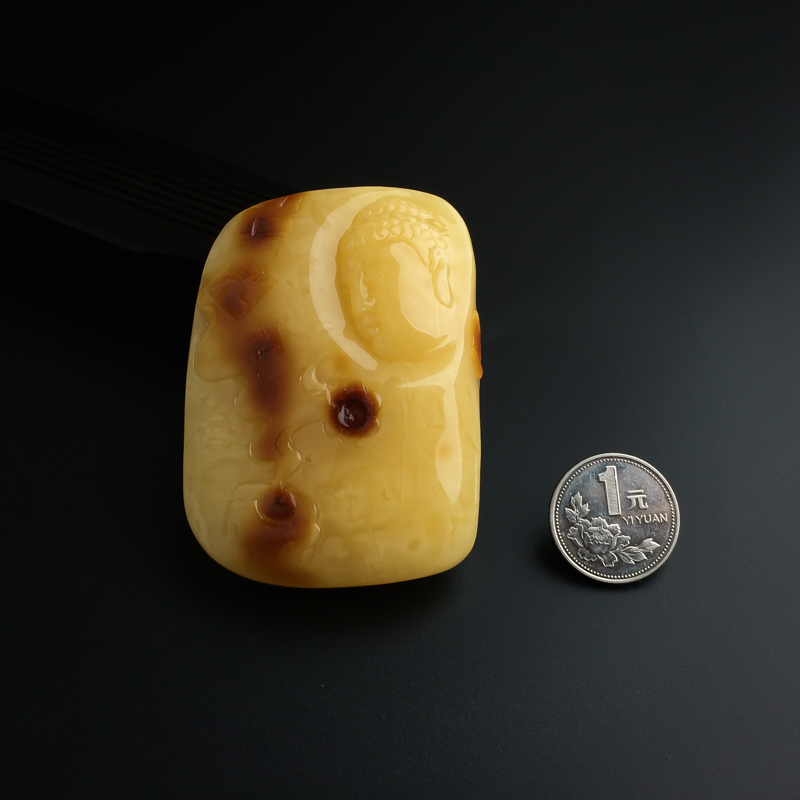 鸡油黄蜜蜡大佛吊坠-红掌柜