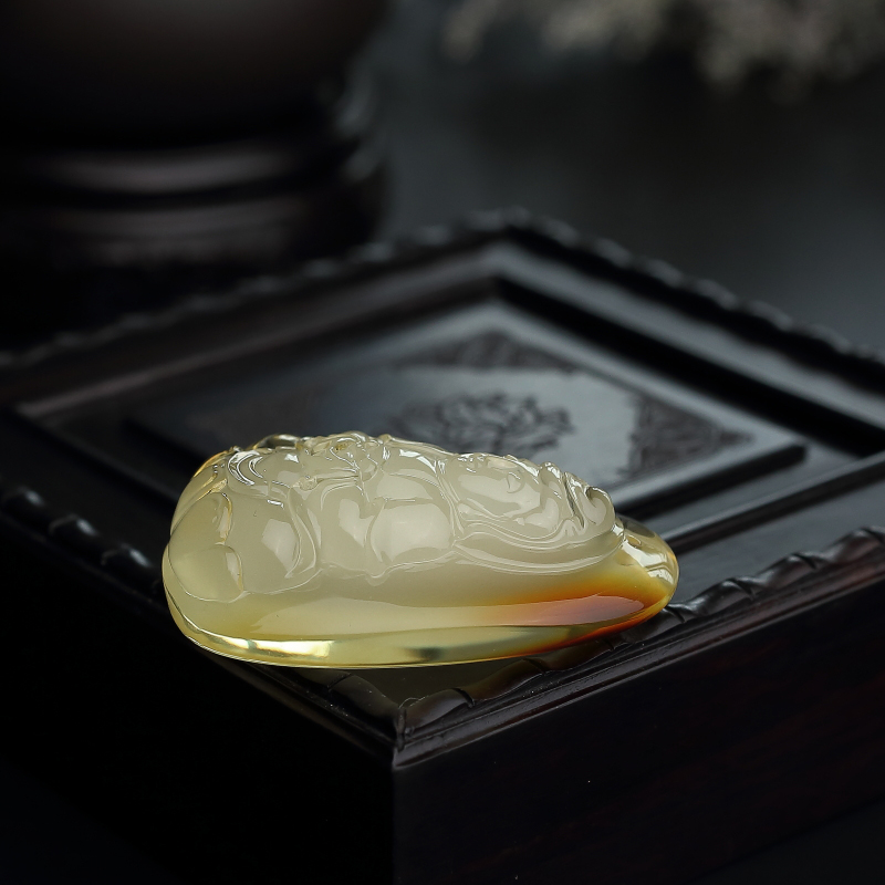 金包蜜柠檬黄蜜蜡吊坠-红掌柜