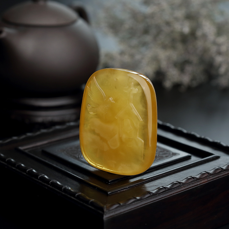 波罗的海金包蜜鸡油红蜜蜡吊坠-红掌柜