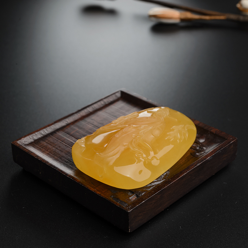 糖色蜜蜡王安石吊坠-红掌柜