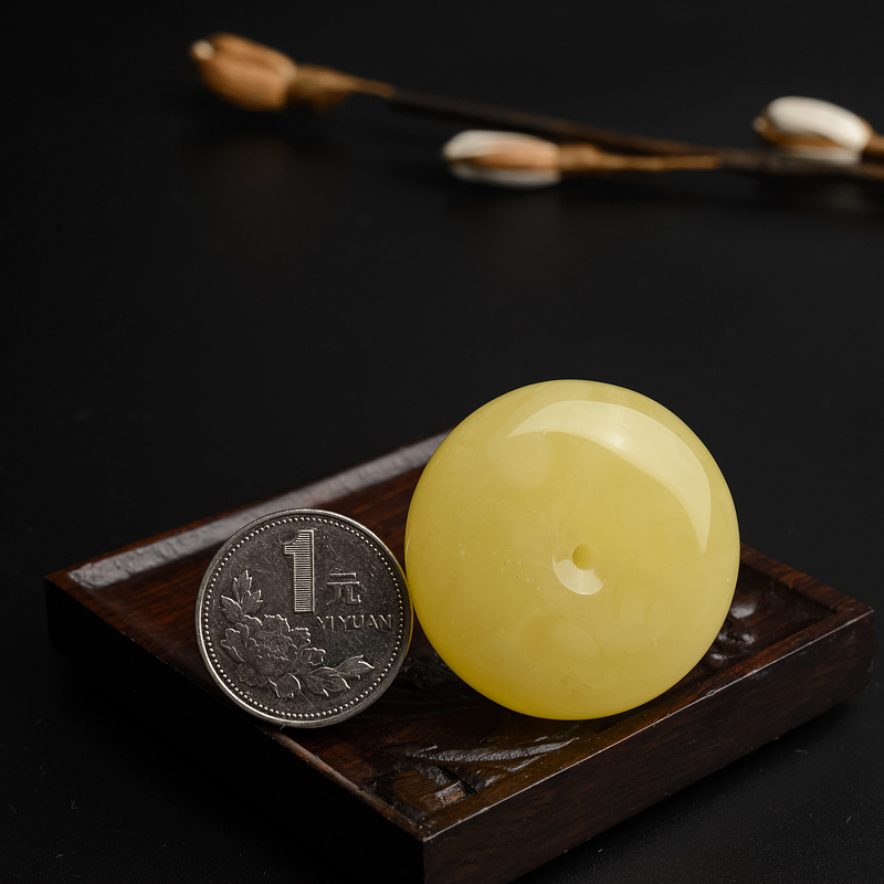 天然满蜜柠檬黄蜜蜡平安扣吊坠-红掌柜