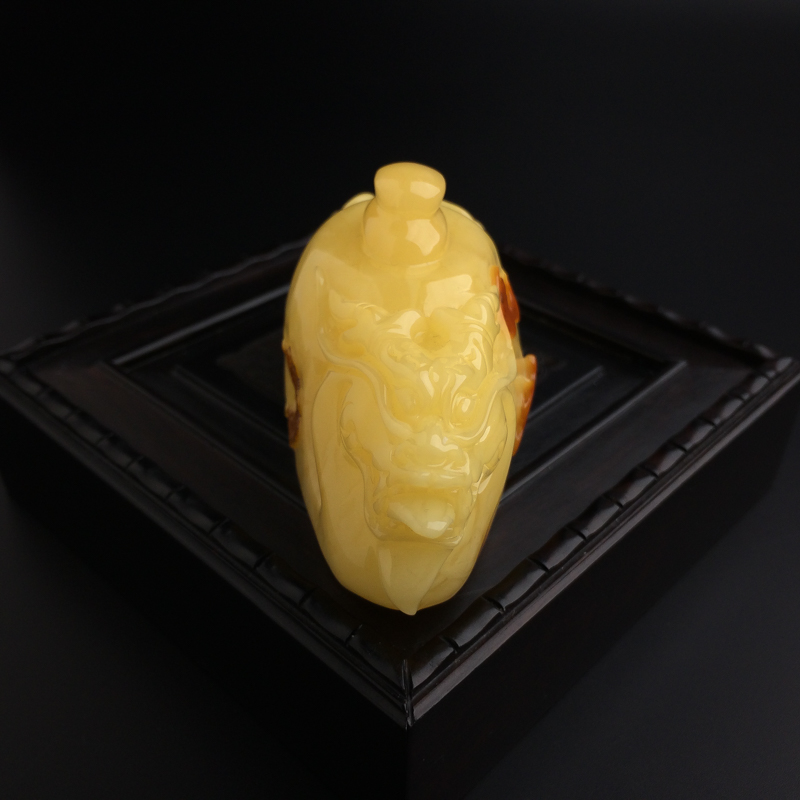 满蜜鸡油黄蜜蜡龙头壶吊坠-红掌柜