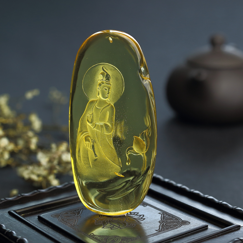 波罗的海满天星金珀观音吊坠-红掌柜