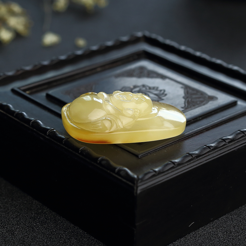 波罗的海天然金包蜜蜜蜡吊坠-红掌柜