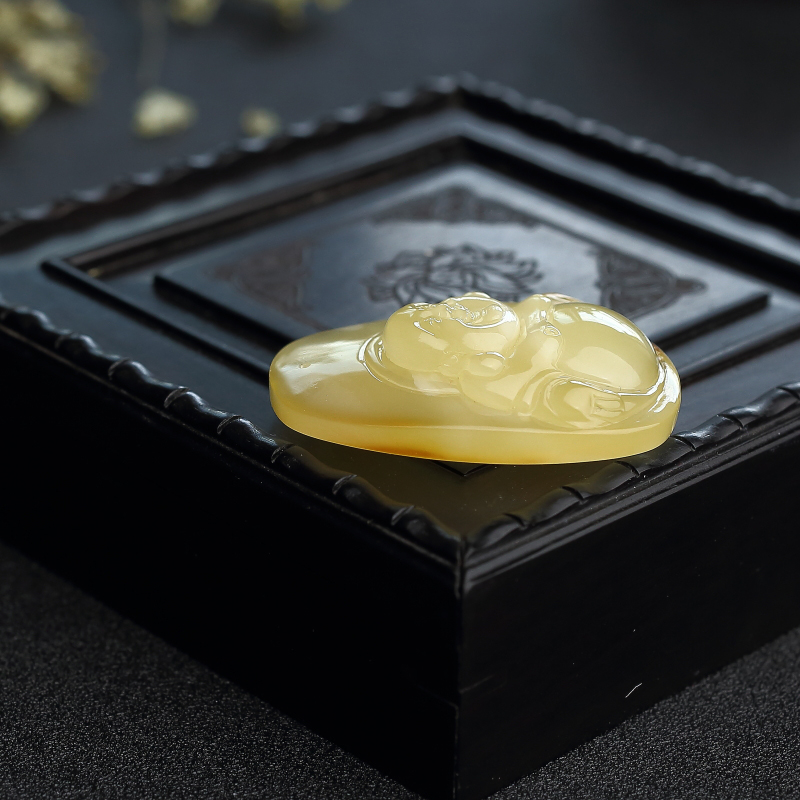 金包蜜蜜蜡弥勒佛吊坠-红掌柜