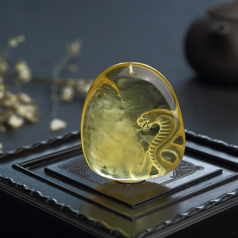 波罗的海天然鸡油黄蜜蜡蛇吊坠-红掌柜