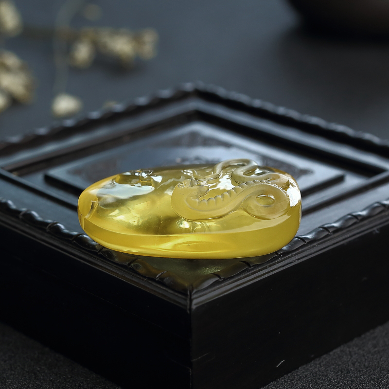 波罗的海天然金绞蜜鸡油黄蜜蜡吊坠-红掌柜