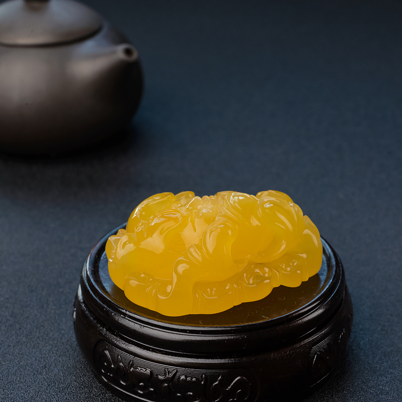 天然满蜜鸡油黄蜜蜡花吊坠 - 红掌柜
