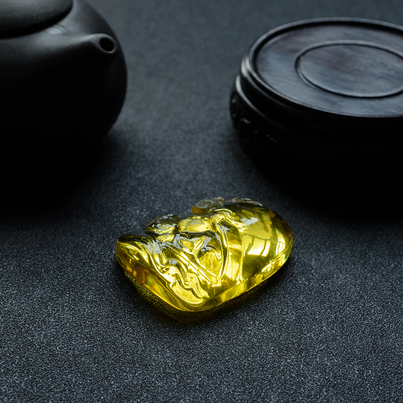 天然金珀童趣吊坠 - 红掌柜
