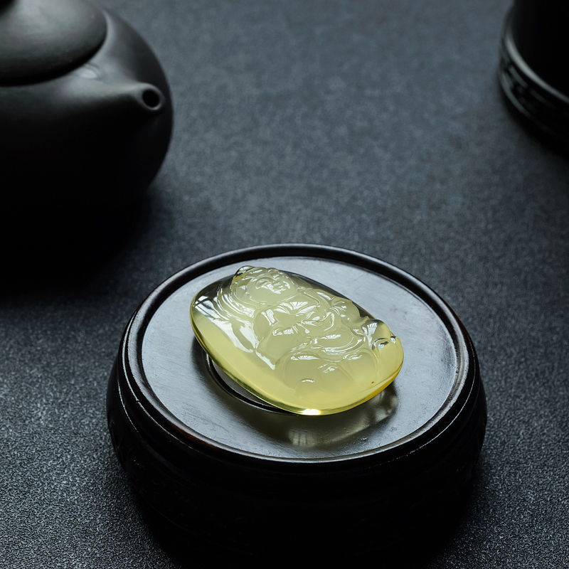 波罗的海金包蜜柠檬黄蜜蜡观音吊坠 - 红掌柜