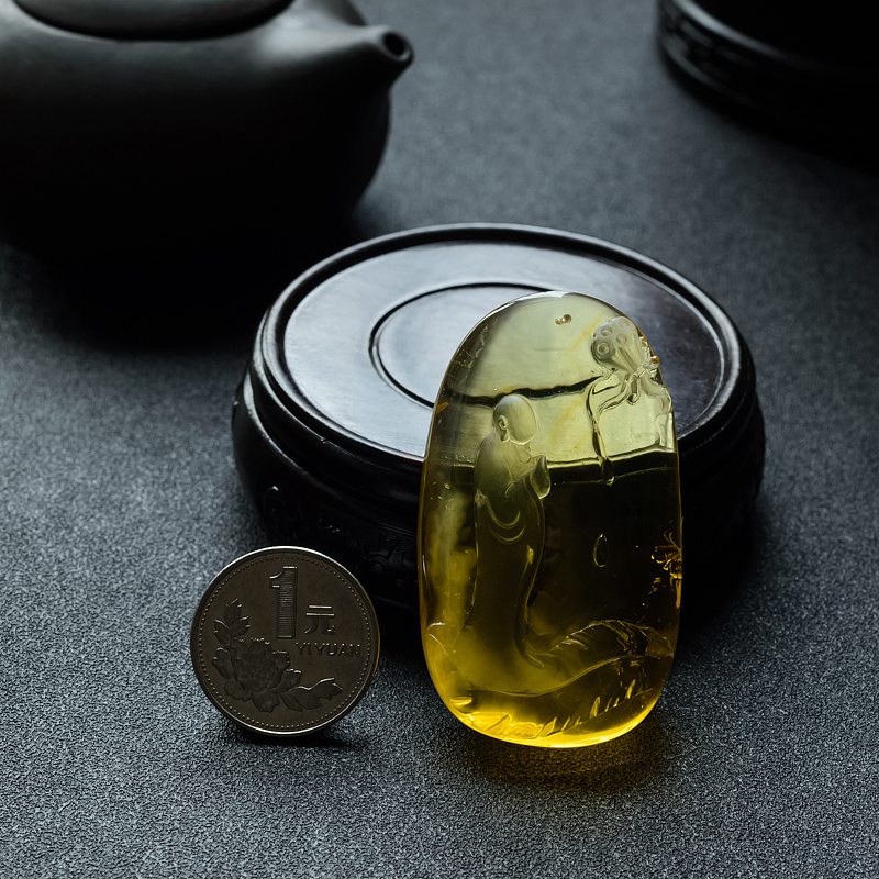 天然金包蜜蜜蜡悟道吊坠 - 红掌柜