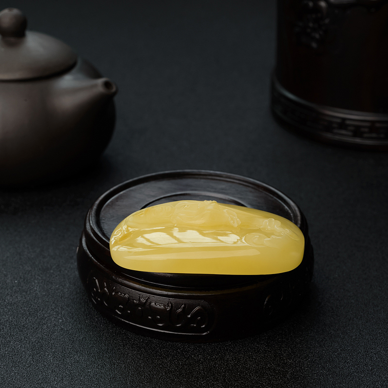 天然满蜜鸡油黄蜜蜡观音吊坠 - 红掌柜