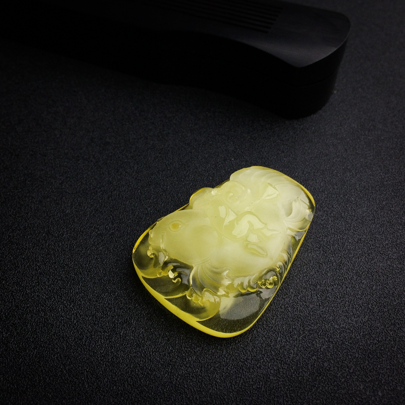 波罗的海柠檬黄蜜蜡鱼吊坠 - 红掌柜