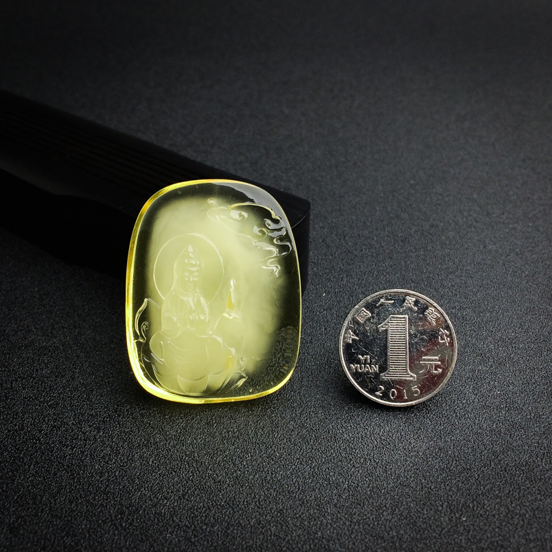 天然金包蜜蜜蜡观音吊坠 - 红掌柜