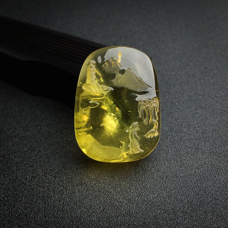 波罗的海天然金包蜜鸡油黄蜜蜡山水吊坠 - 红掌柜