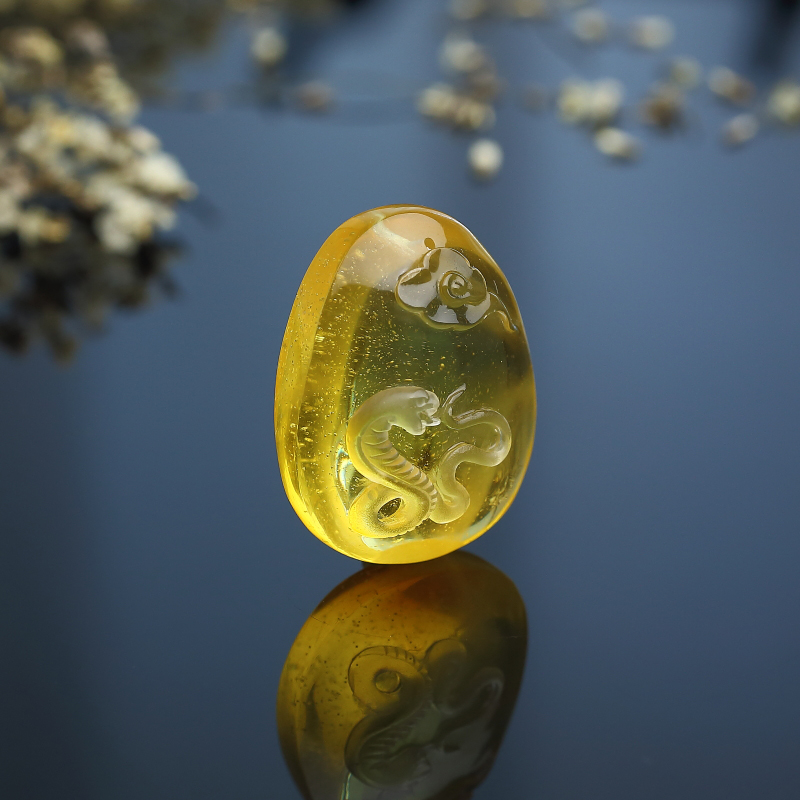 天然金包蜜鸡油黄蜜蜡蛇吊坠 - 红掌柜