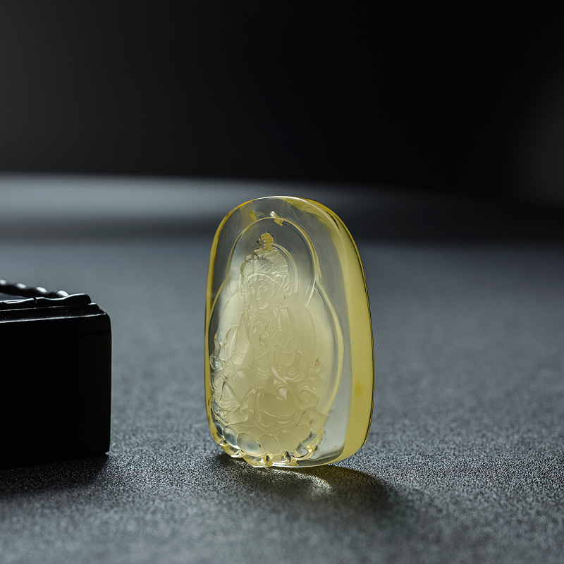 天然金包蜜蜜蜡度母吊坠 - 红掌柜