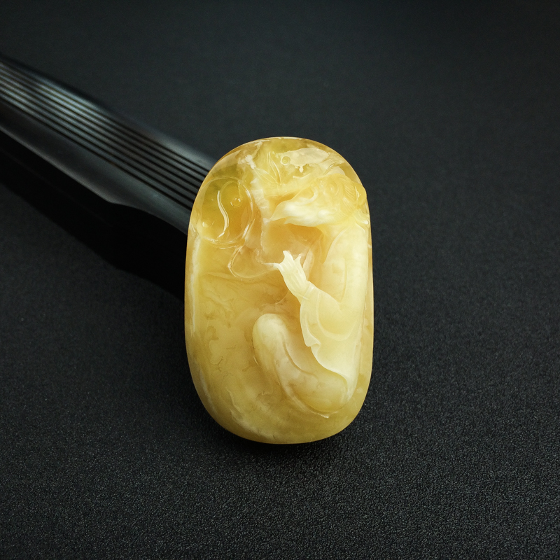 波罗的海天然褐黄白花蜜蜜蜡老子吊坠-红掌柜