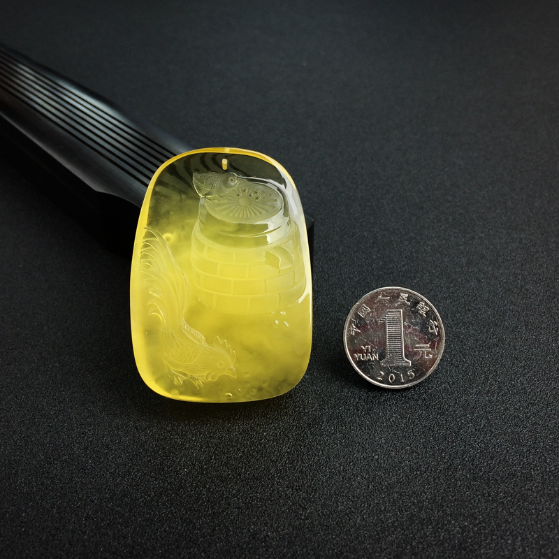鸡油黄金绞蜜蜜蜡时来运转吊坠-红掌柜