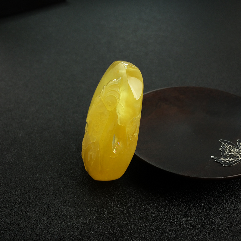 波罗的海天然鸡油黄蜜蜡吊坠-红掌柜