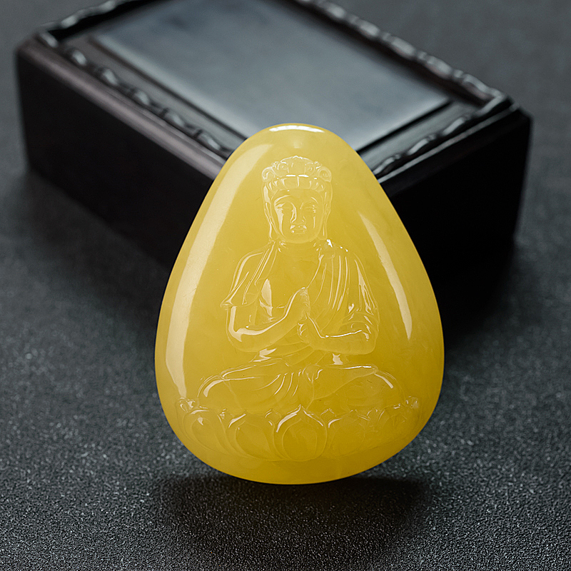 波罗的海天然鸡油黄蜜蜡大日如来吊坠 - 红掌柜