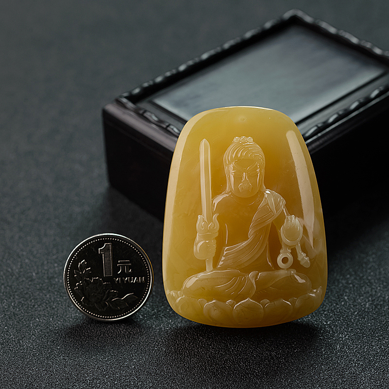 天然蜜蜡不动明王吊坠 - 红掌柜