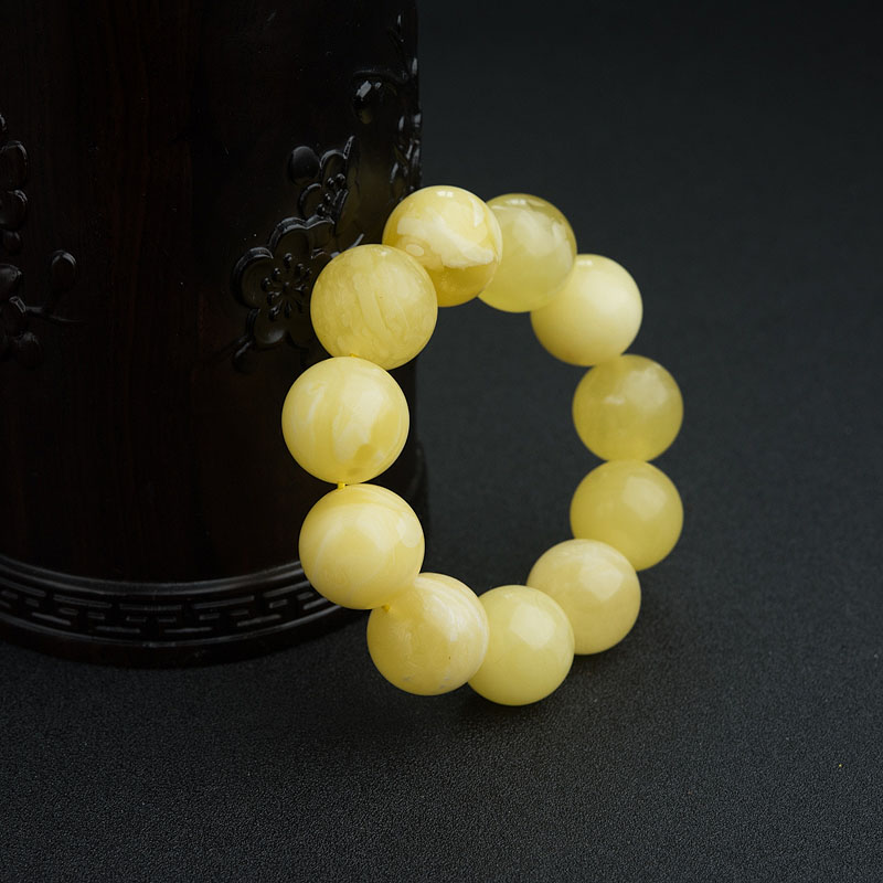 白花蜜蜡手串-红掌柜