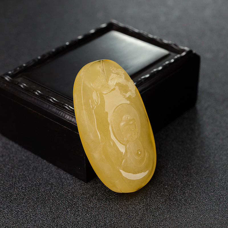 波罗的海鸡油黄蜜蜡宝宝佛吊坠-红掌柜