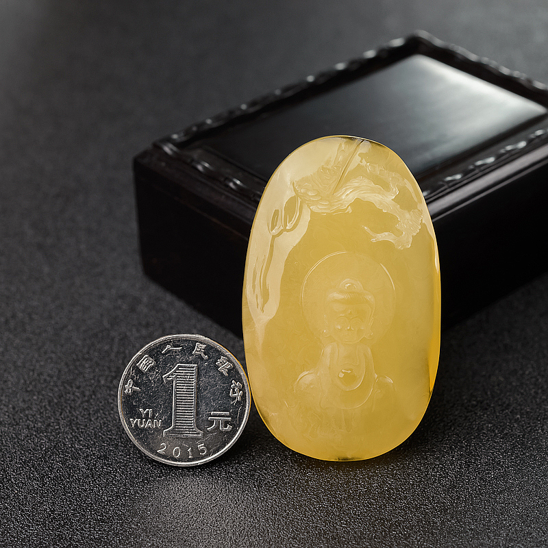 天然鸡油黄蜜蜡吊坠-红掌柜