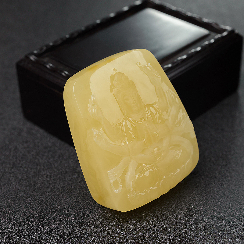 波罗的海柠檬黄蜜蜡千手观音吊坠-红掌柜