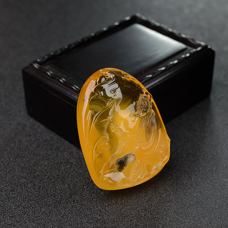 波罗的海鸡油黄金绞蜜蜜蜡李白吊坠-红掌柜