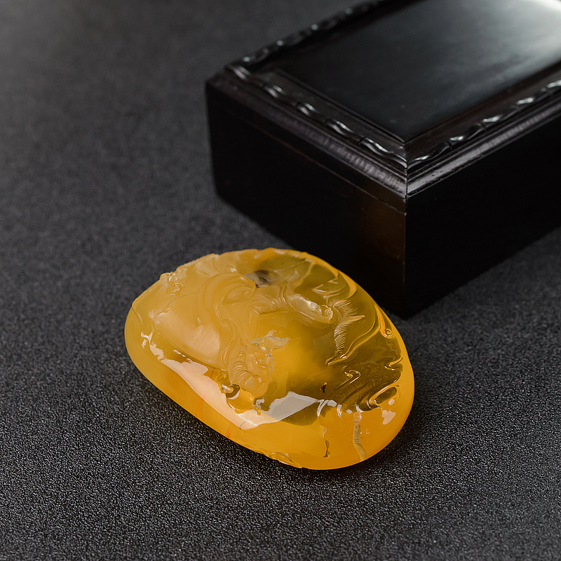 鸡油黄金绞蜜蜜蜡李白吊坠-红掌柜