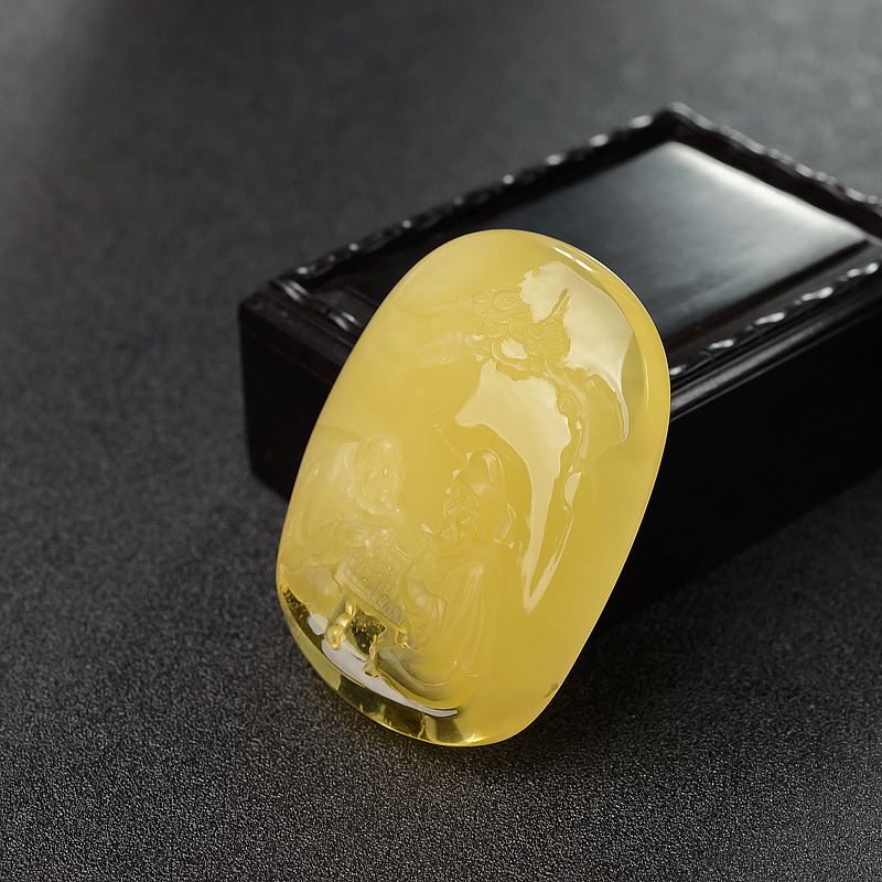 天然鸡油黄蜜蜡其乐无穷吊坠-红掌柜