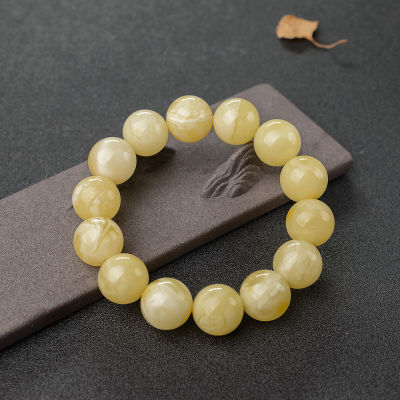 15.5mm白花蜜蜡手串-红掌柜