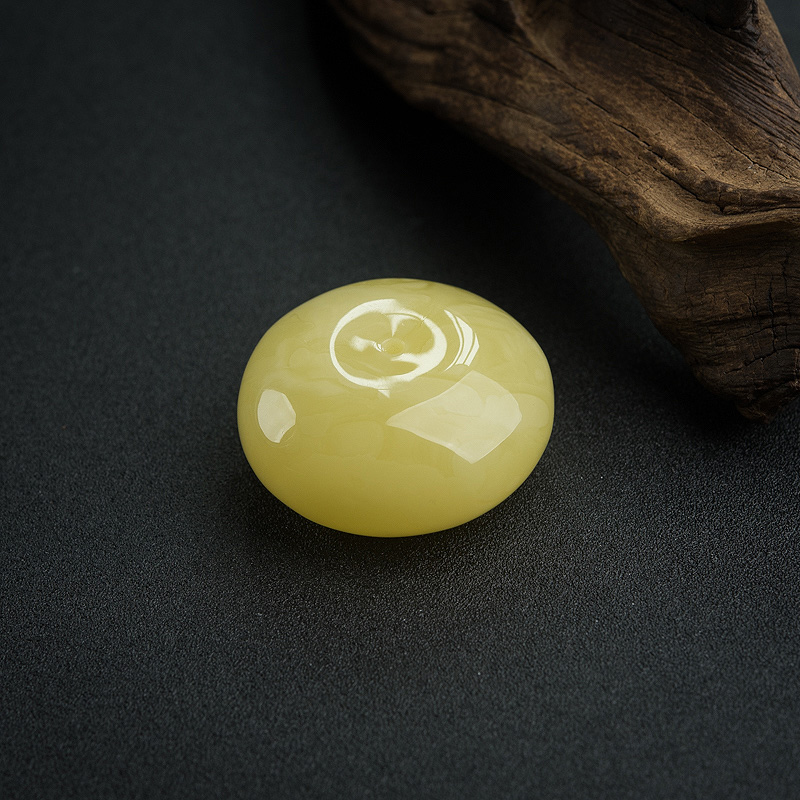 鸡油黄蜜蜡平安扣-红掌柜