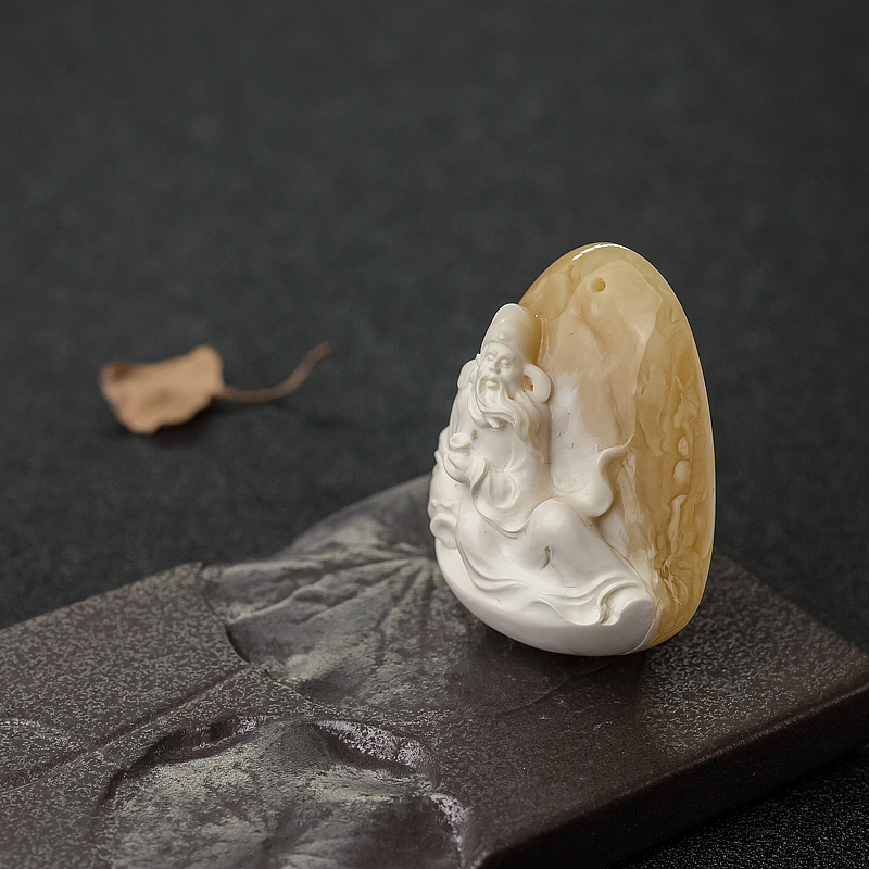 天然白蜜李白醉酒吊坠-红掌柜