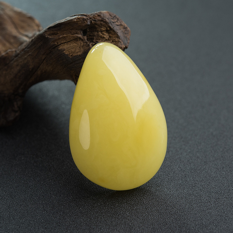 天然鸡油黄蜜蜡水滴吊坠-红掌柜