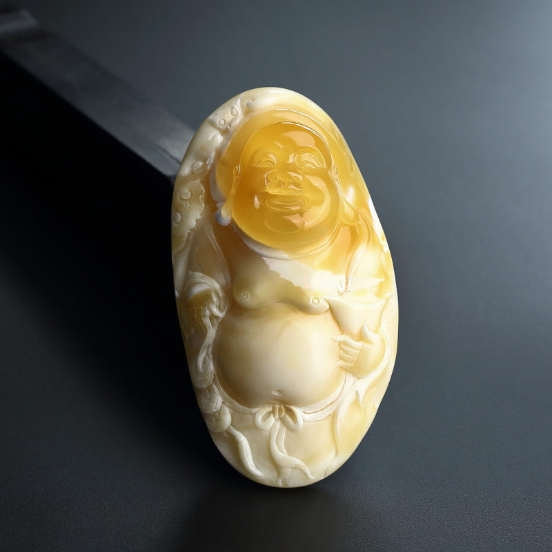 白花蜜弥勒佛吊坠-红掌柜