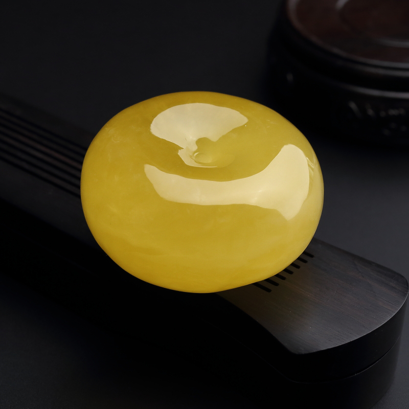 波罗的海天然鸡油黄蜜蜡平安扣吊坠-红掌柜