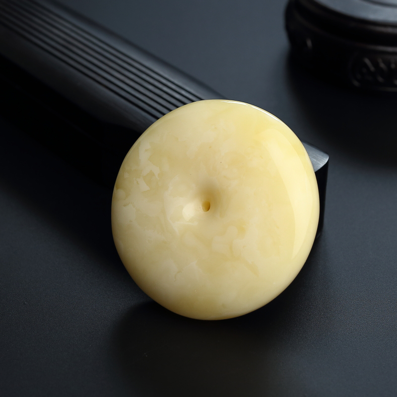 波罗的海白花蜜蜜蜡平安扣吊坠-红掌柜