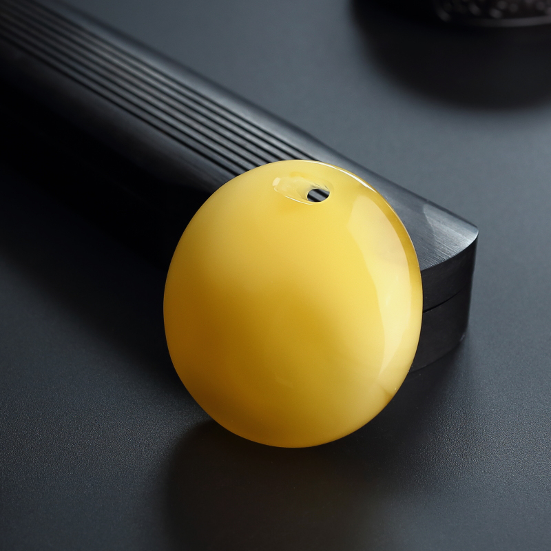 波罗的海鸡油黄蜜蜡蛋面吊坠-红掌柜