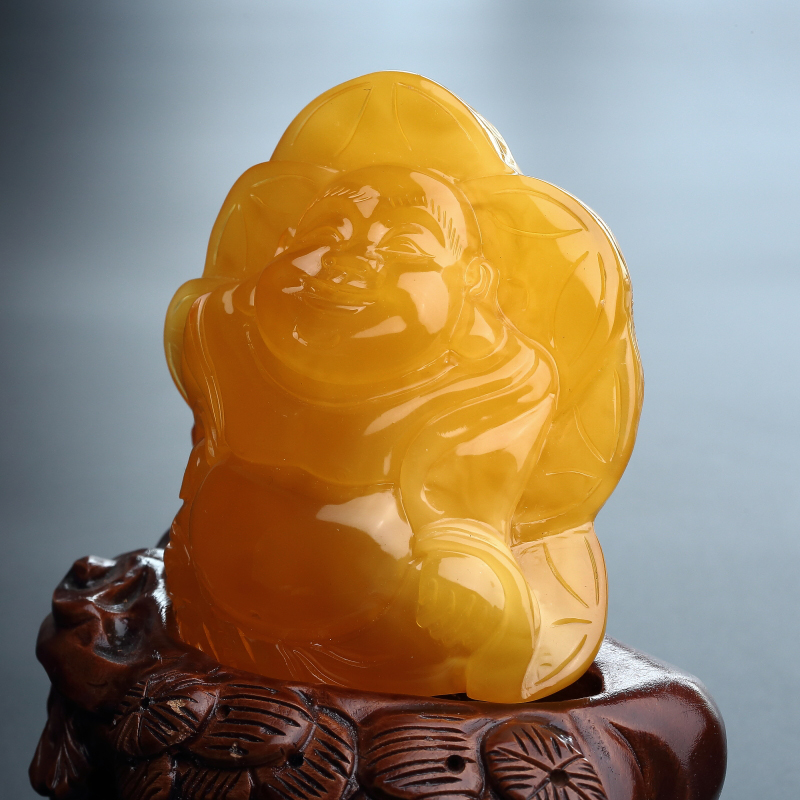 波罗的海蜜蜡弥勒佛摆件 - 红掌柜
