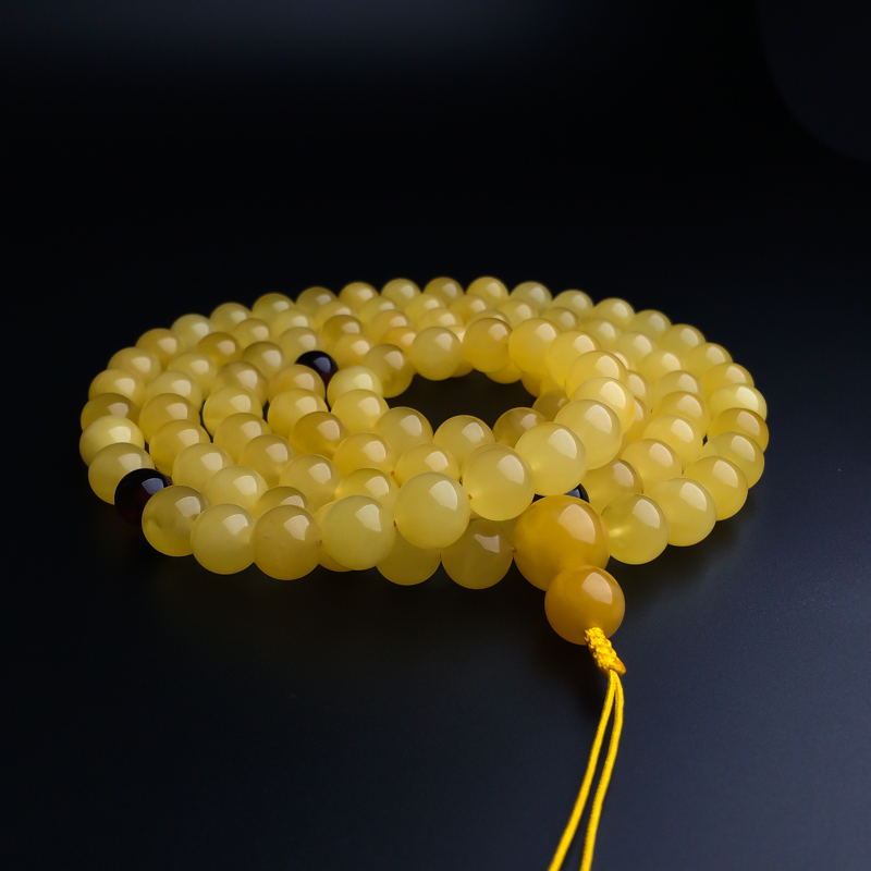 11.5mm鸡油黄蜜蜡佛珠-红掌柜