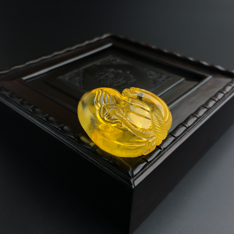 天然金包蜜蜜蜡钱袋吊坠-红掌柜