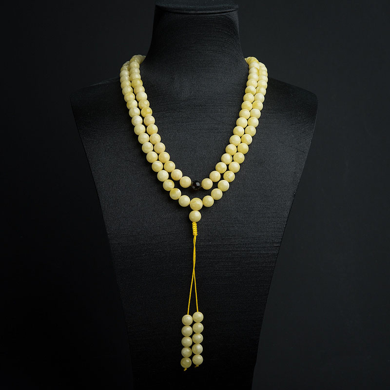 8.5mm波罗的海天然白花蜜蜜蜡108佛珠-红掌柜