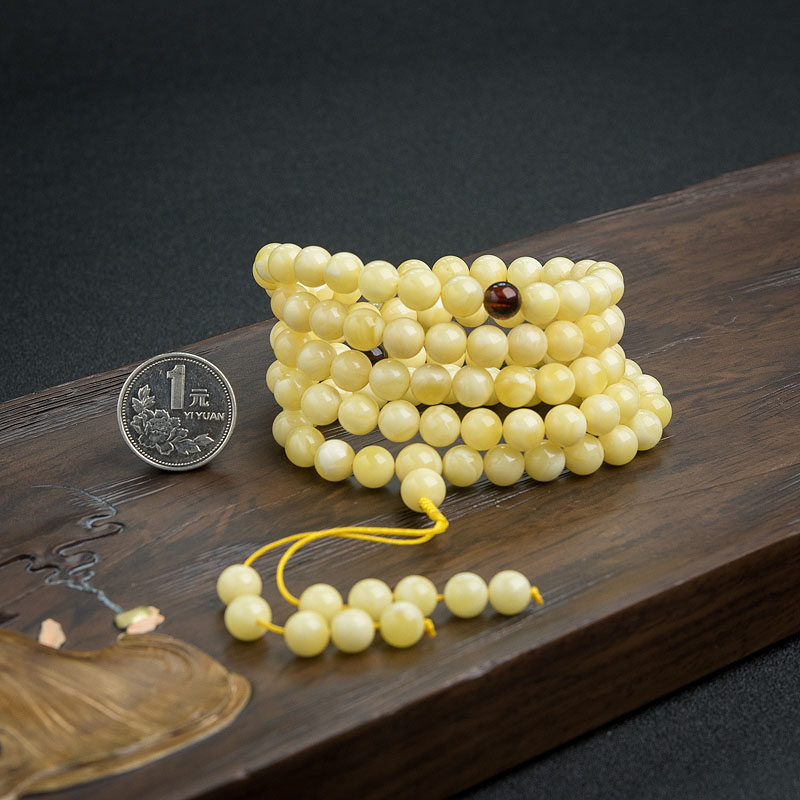 白花蜜蜜蜡108佛珠-红掌柜