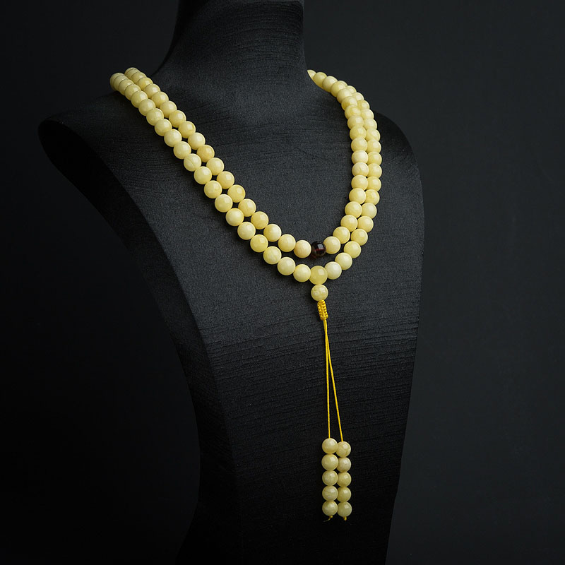 9mm天然白花蜜蜜蜡108佛珠-红掌柜