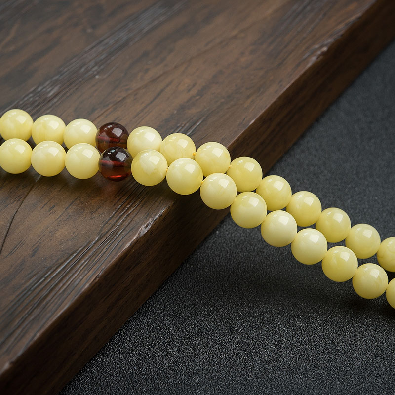 9mm波罗的海天然白花蜜蜜蜡佛珠-红掌柜