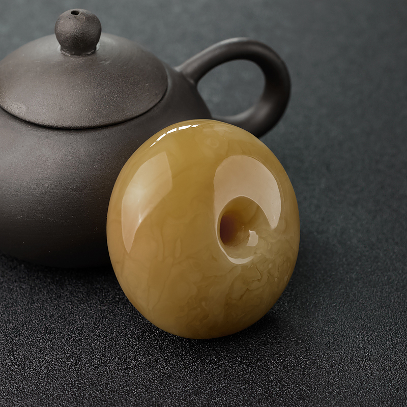 波罗的海褐黄蜜蜡平安扣吊坠-红掌柜